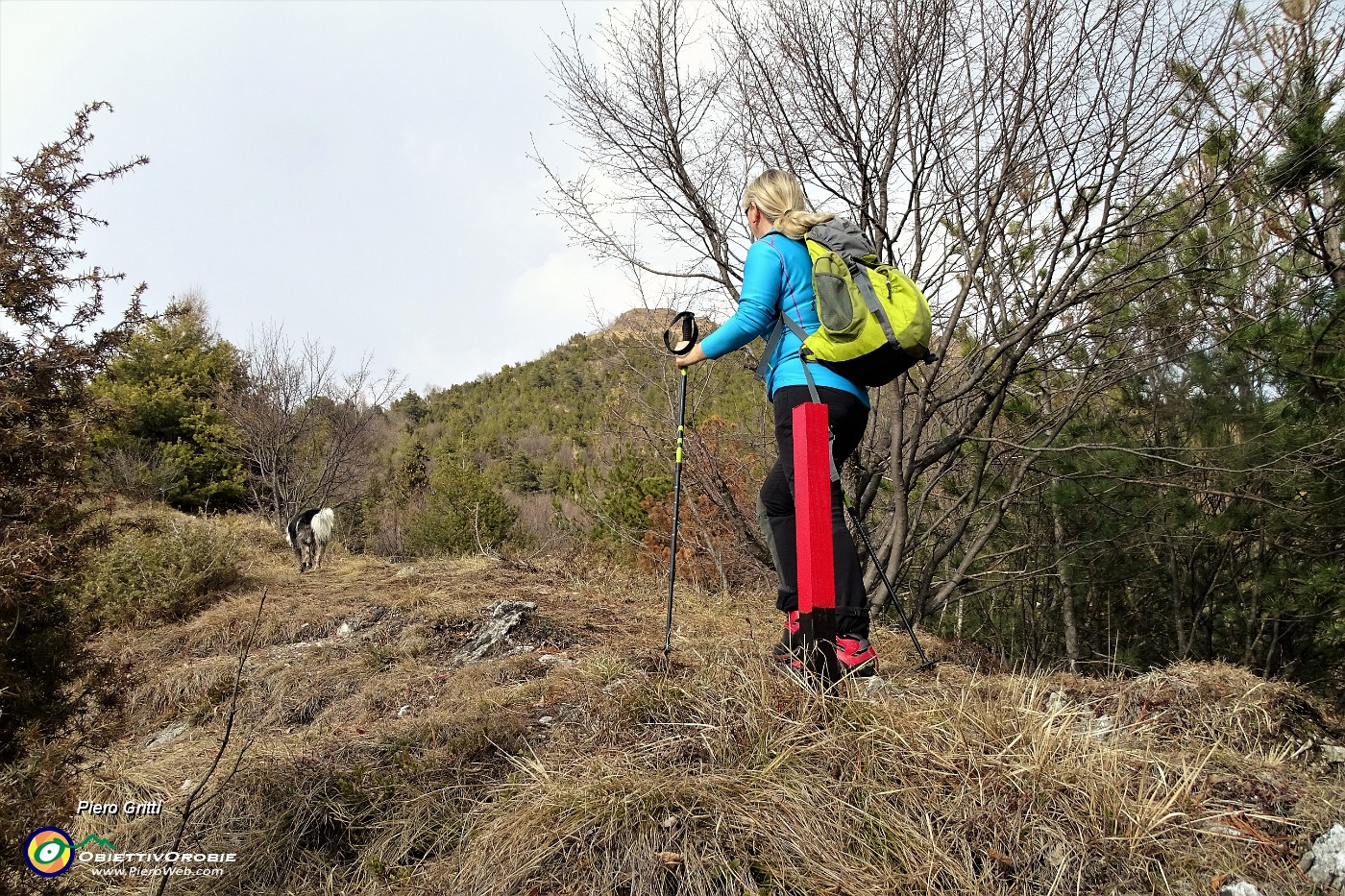 55 Al Casel Fontana Bruga (990 m)  i paletti rossi ci indirizzano a sx sulla salita al Rabbioso  .JPG